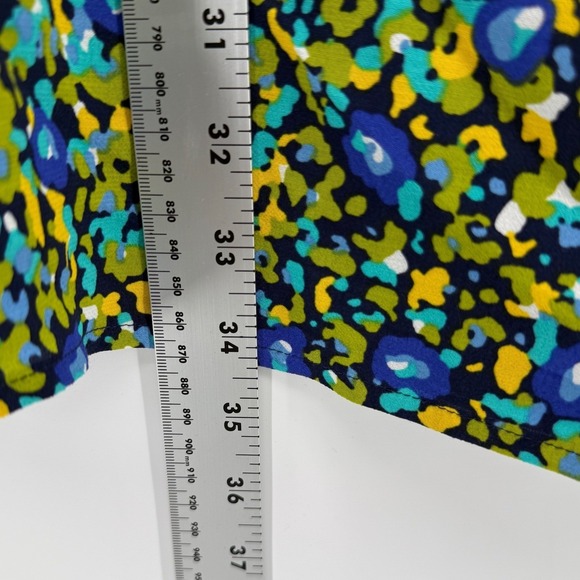 Rails Roma Abstract Floral V-Neck Mini Dress Blue Green Yellow Puff Sleeve XS - Picture 12 of 12